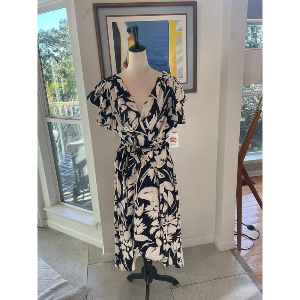 DKNY Blue and White Floral Dress